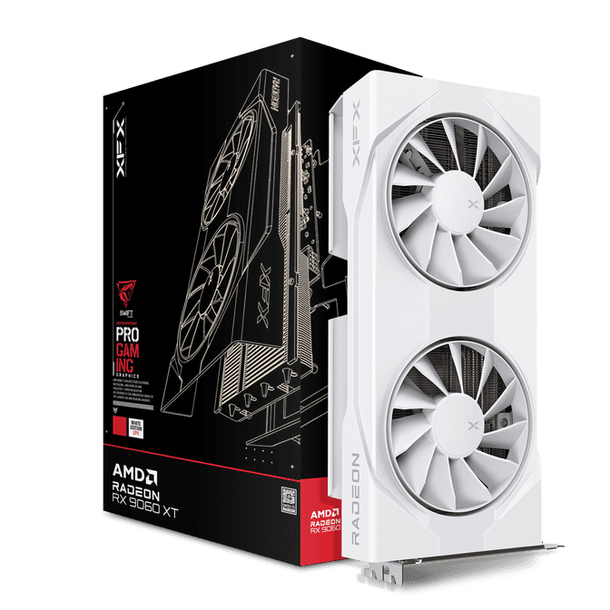 XFX Swift Radeon RX 9060 XT OC White Gaming Edition Grafikkarte, 8192 MB GDDR6