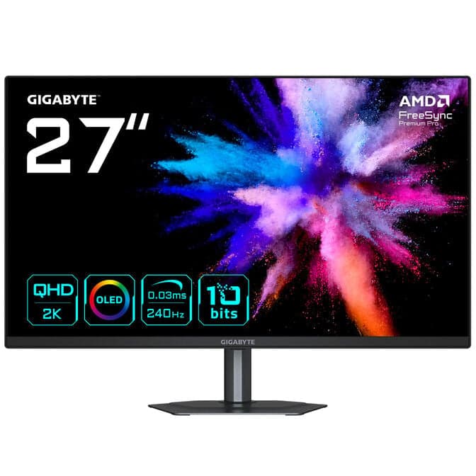 GIGABYTE GO27Q24, 27 Zoll QHD Gaming-Monitor, 240Hz, QD-OLED-Panel, AMD Freesync Premium