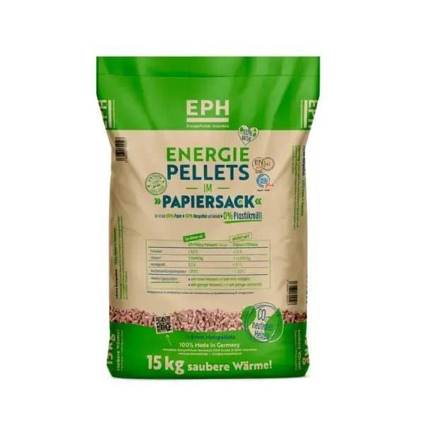 EPH Holzpellets ENplus A1 â 975 kg Palette (65Ă15 kg), Heizwert â„4,6 kWh/kg, Nadelholz, 6 mm