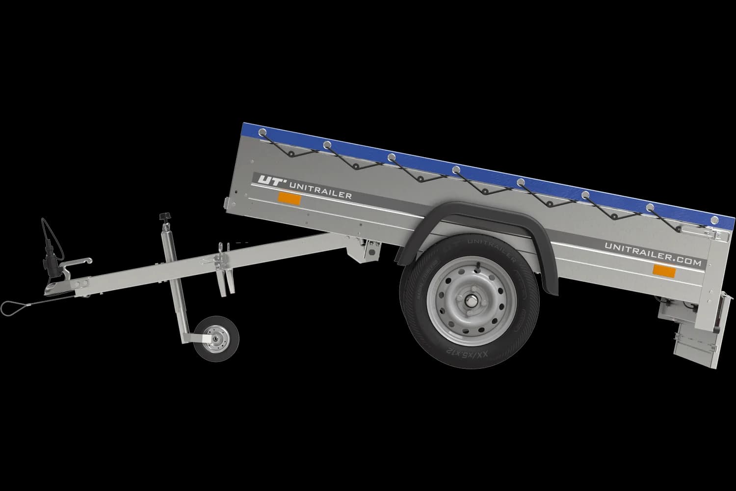 Remorque Garden Trailer 200 Kipp avec roue jockey et bâche plate bleue