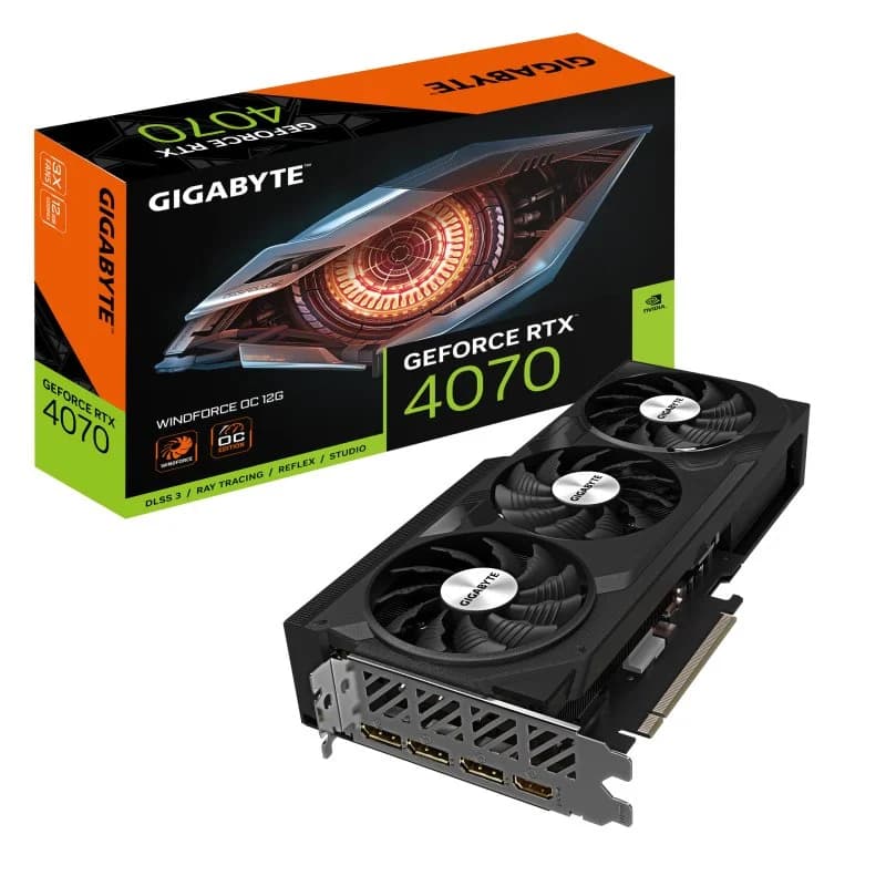 Tarjeta gráfica Gigabyte RTX 4070 Windforce OC — memoria de 12 GB GDDR6X