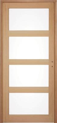 Bloc-porte Connemara Vitré H.204 x L.73 cm, Poussant Gauche, Plaqué Chêne, Verre Transparent – 5 ans de Garantie