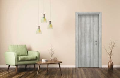 Bloc-porte Exmoor Gris 204x73 cm, Poussant Gauche, Serrure Mécanique, Charnières Réglables, Mélaminé Satiné