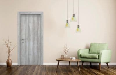 Bloc-porte Exmoor Gris H.204 x L.83 cm, Poussant Droit, Effet ChĂȘne - Serrure MĂ©canique