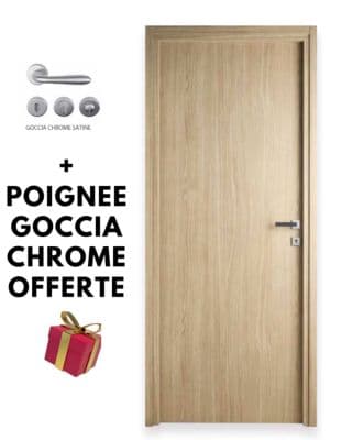 Bloc-porte Fin de Chantier Chêne Naturel 204x83 cm, Réversible - Poignée Offerte, Mélaminé, 1 an de Garantie