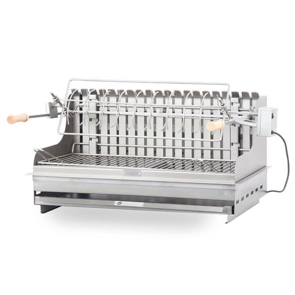 Barbecue charbon Irissarry inox + tournebroche - Le Marquier