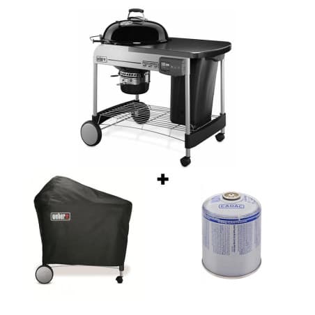 Pack barbecue charbon Performer Deluxe Weber + housse + cartouche de gaz Cadac