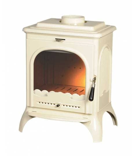 Poêle à bois Invicta SEVILLE II Émaillé Ivoire – 7 kW, Convection Naturelle, Flamme Verte 7 étoiles
