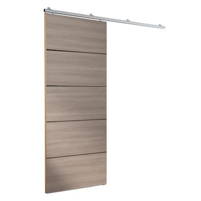 Porte coulissante intérieure avec rail finition chêne Vérone – 83 cm – Pose facile – Optimum