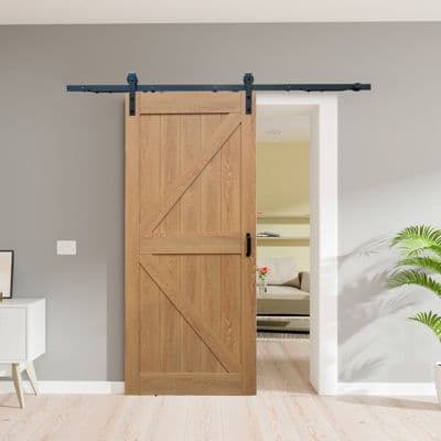 Porte coulissante Schulte en bois 77,5x206 cm – Chêne Oak, système ouvert noir, Softclose