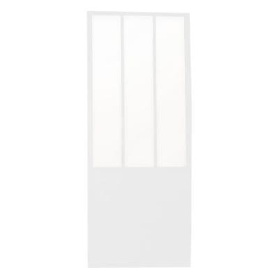 Porte coulissante vitrée esprit atelier blanc 73x204 cm - Design industriel en MDF