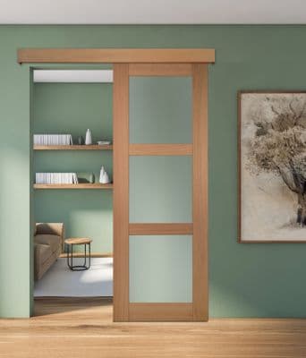 Porte URSA 3 Vitrages Bois Chêne Européen – Design Moderne avec Paumelles Invisibles