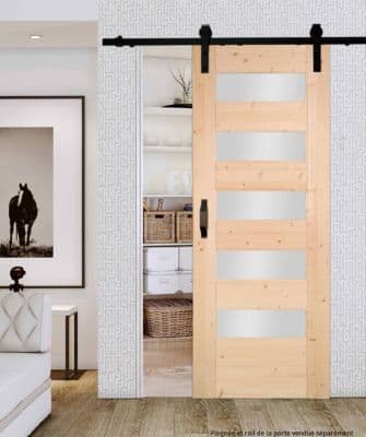 Porte 5 Vitrages HORIZON Bois Épicéa Massif 2040x730 - Lumineuse & Naturelle