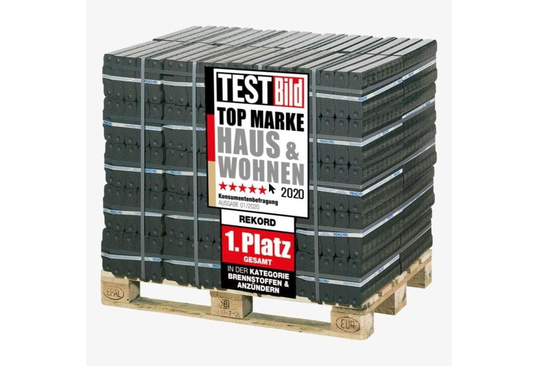 REKORD Braunkohlebriketts â Palette mit 40 Ă 25 kg