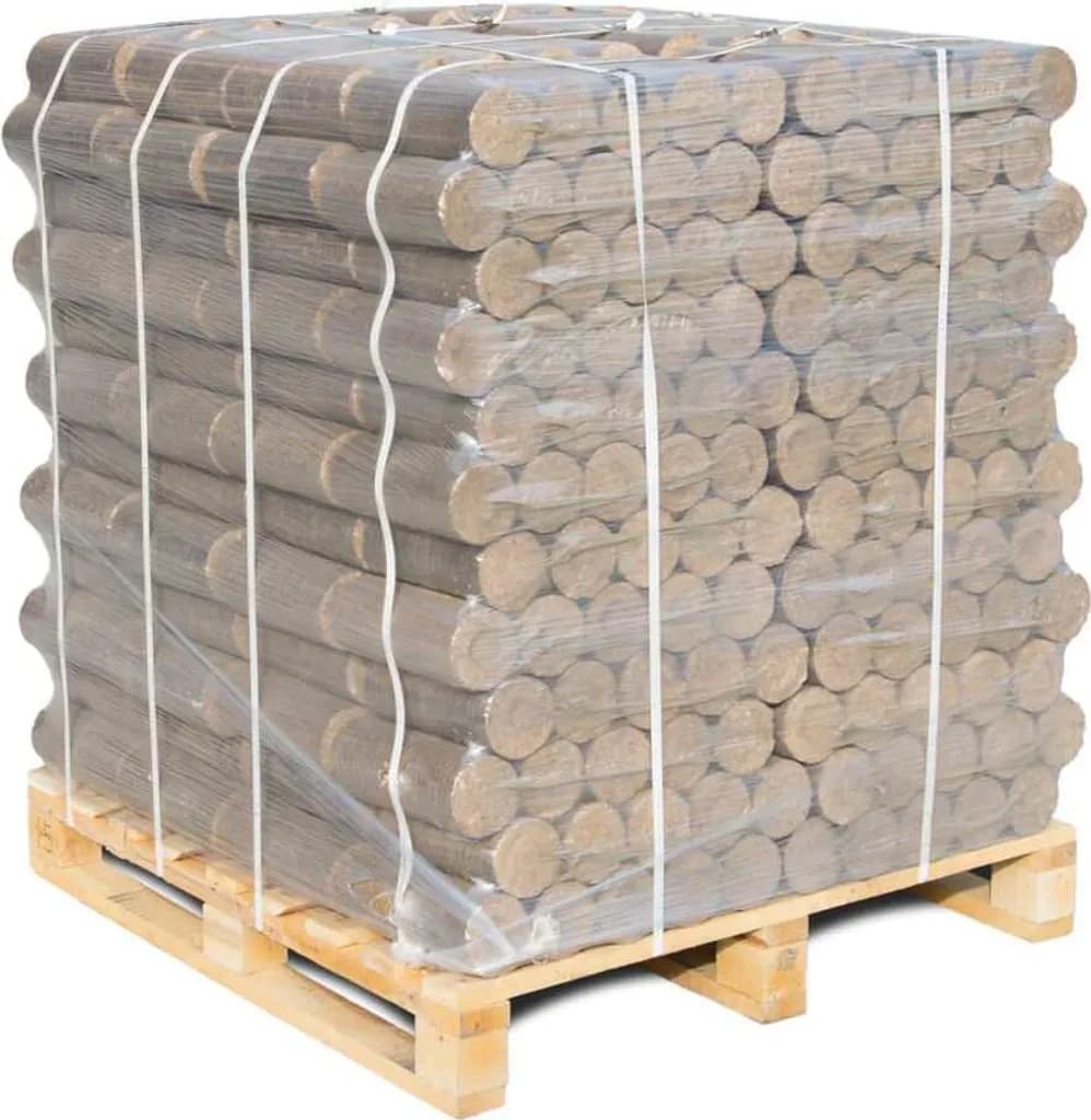 Runde Hartholzbriketts â 96 Ă 10 kg â Palette mit 960 kg