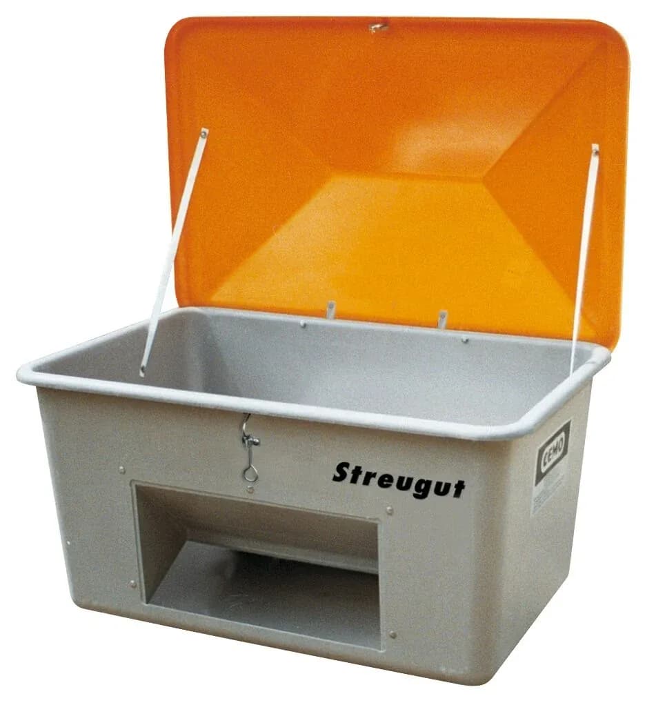 Streugutbehälter CEMO 700 l mit Entnahme - grau/orange