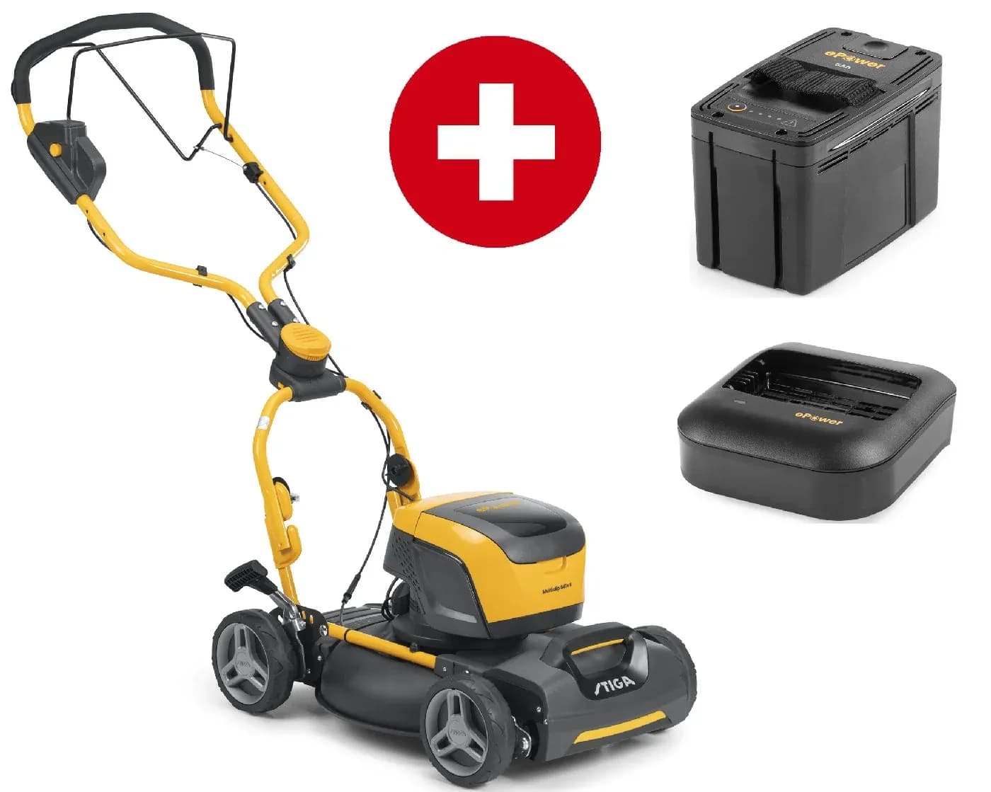 Akku-RasenmÀher Stiga Multiclip 547e S Kit - mit 1x 5 Ah Akku E 450 und Schnell-LadegerÀt C 430 F