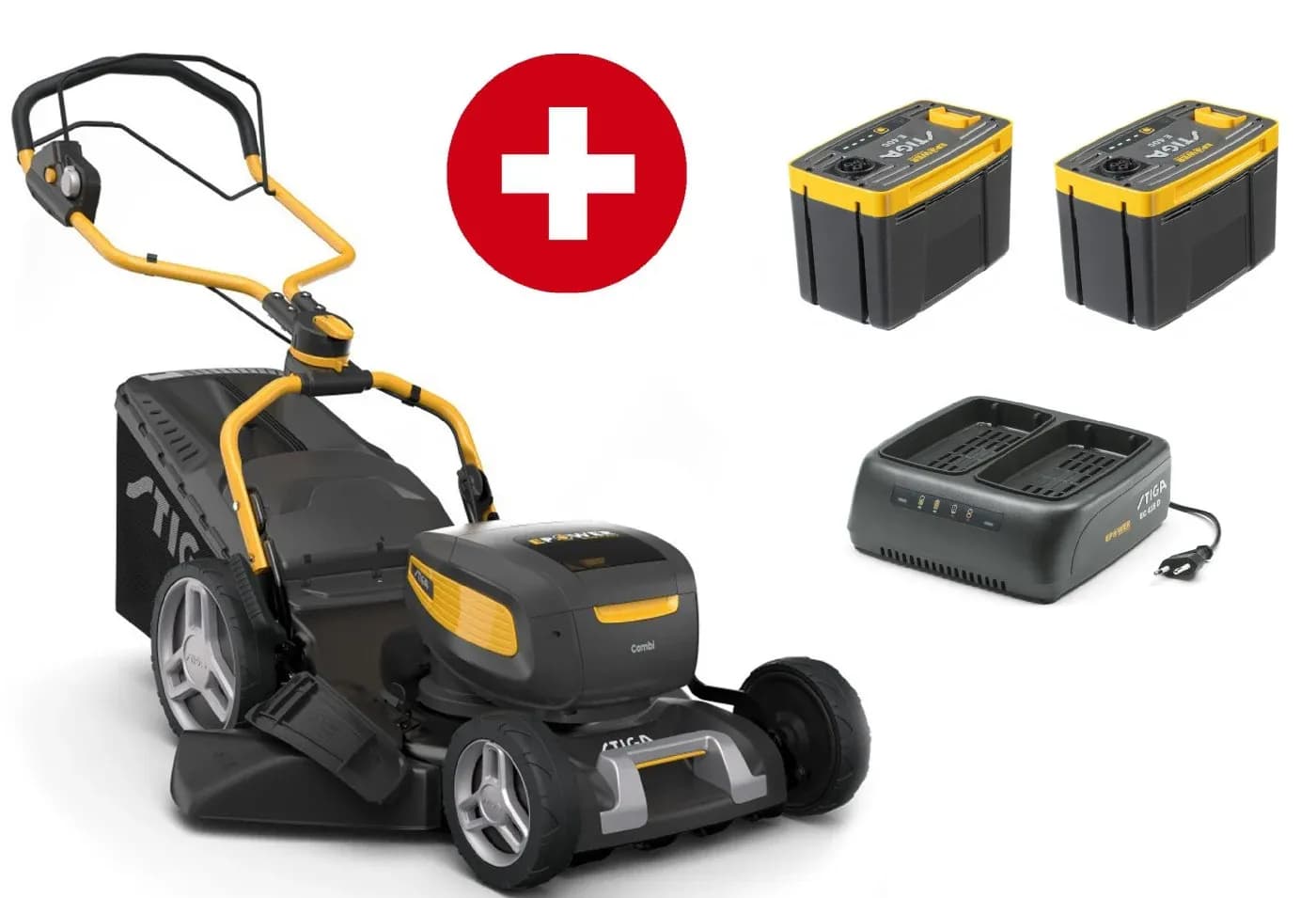 Akku-Rasenmäher Stiga Combi 753e V Kit - inkl. 2x 5 Ah Akku und Ladegerät