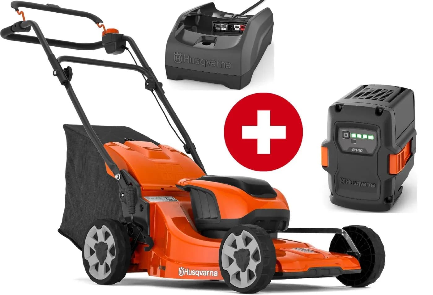 Akku-Rasenmäher Husqvarna LC 142i mit Akku BLi20 und Ladegerät C80