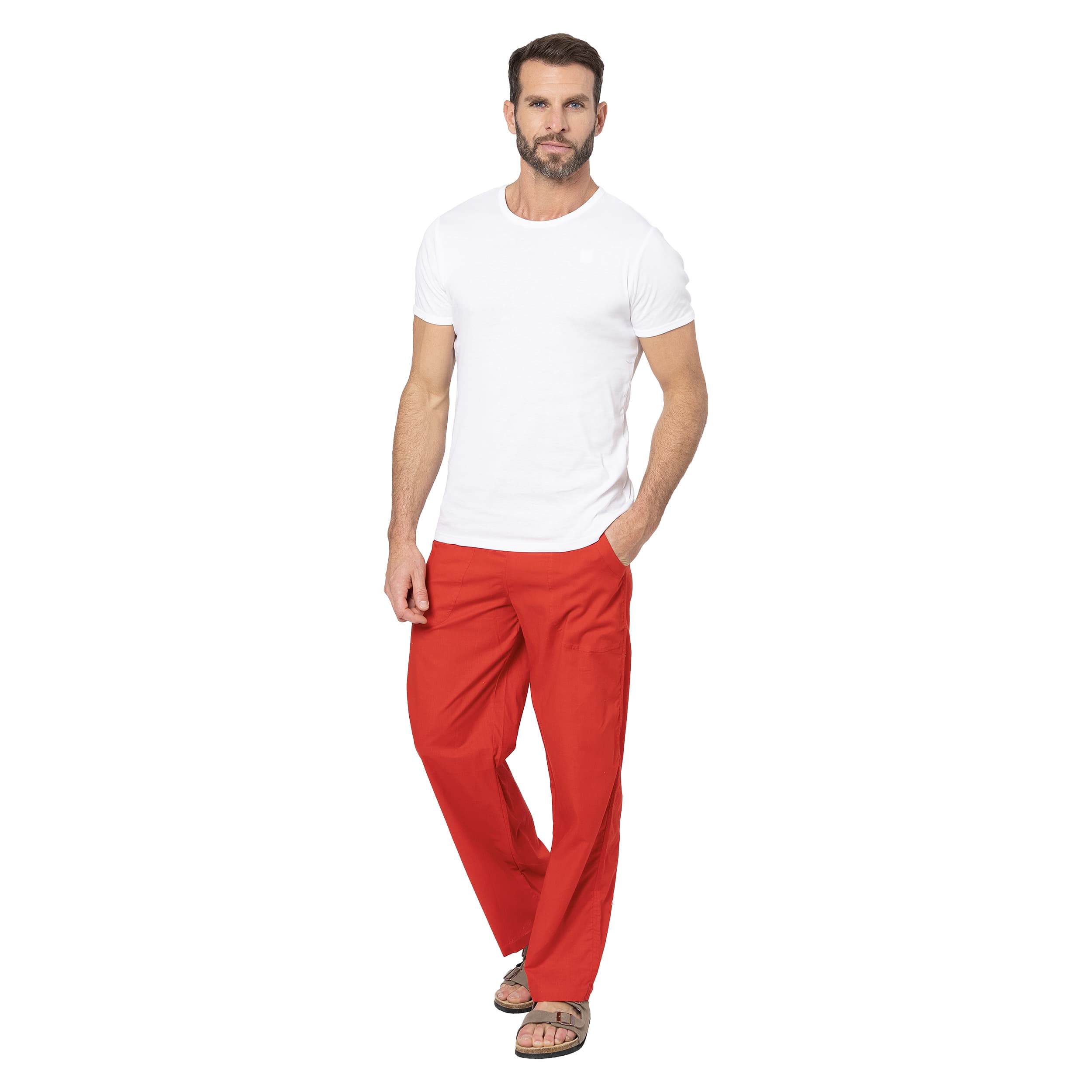 Pantalon été long Lemuel - 100% coton - rouge - Akoustik Online