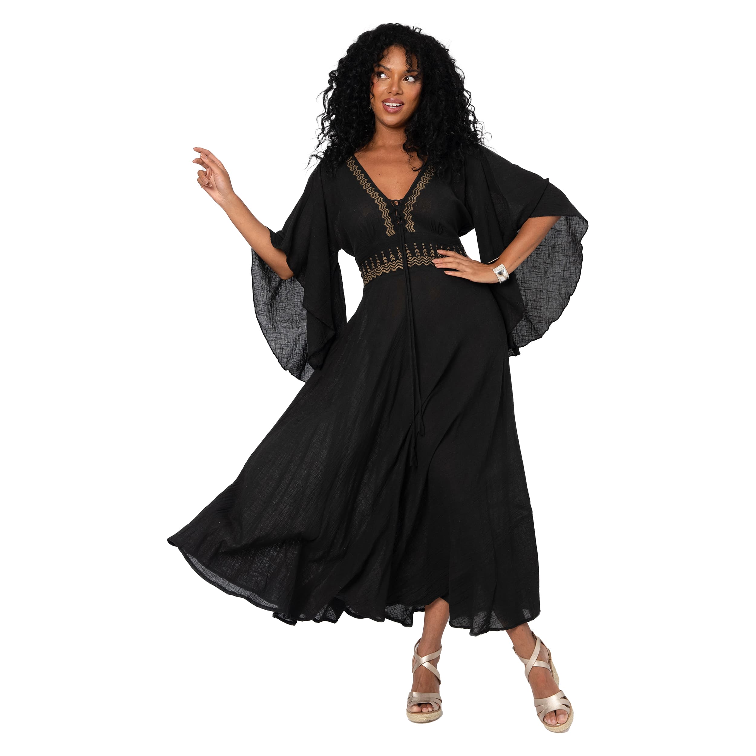 Robe été longue manches courtes Daina - 100% coton - Akoustik Online