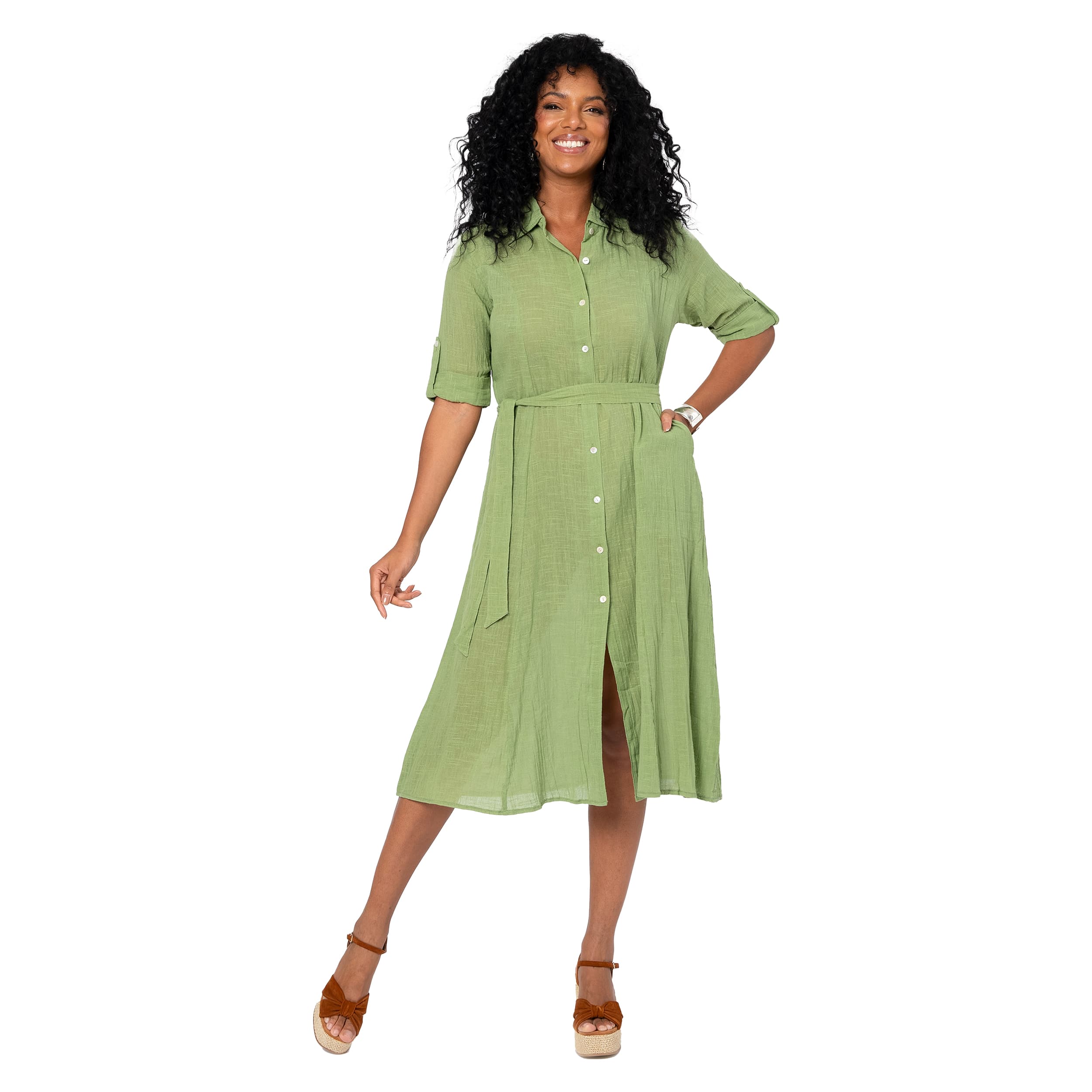 Robe été mi-longue manches courtes Burton - vert - Akoustik Online