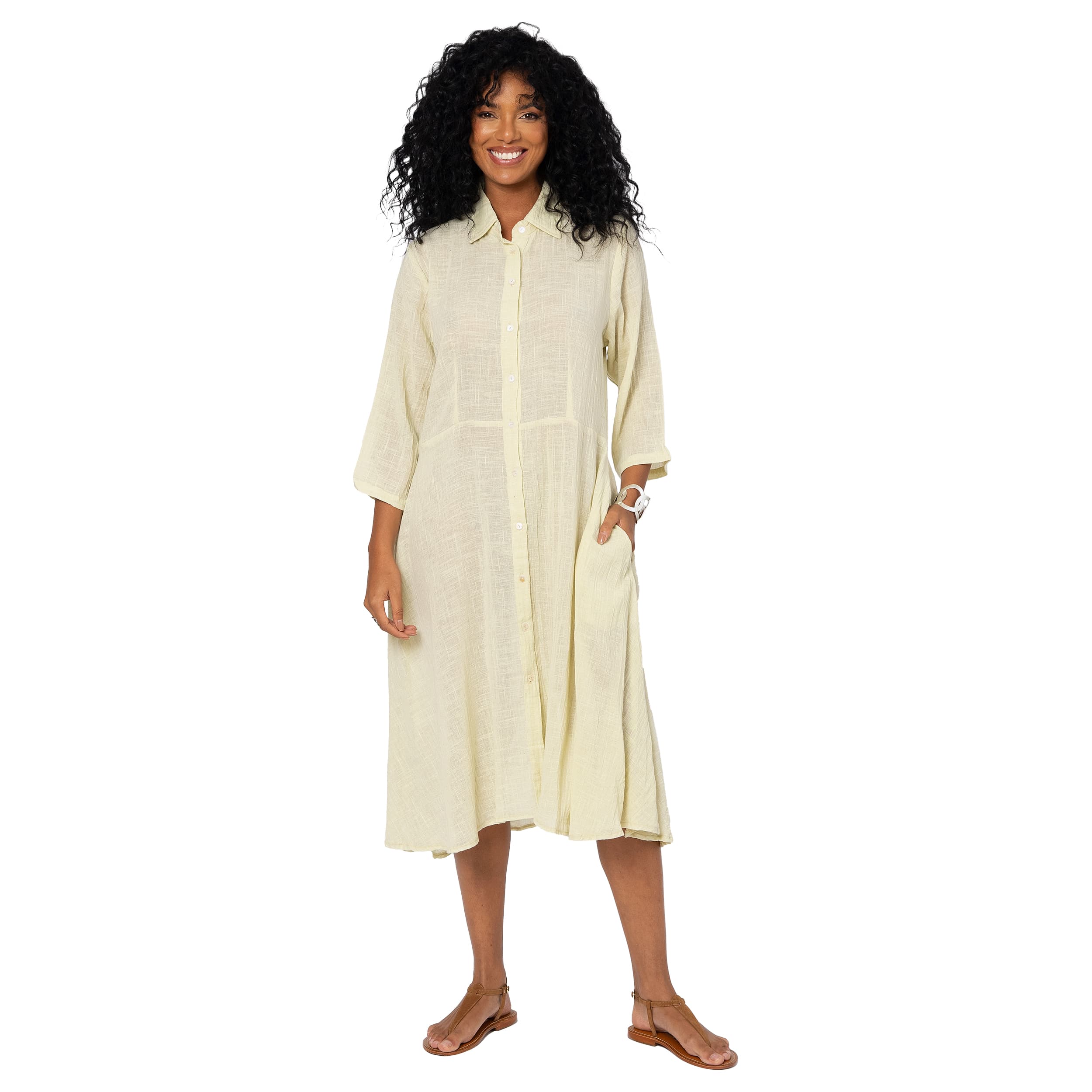 Robe été mi-longue manches 3/4 Loris - 100% coton - Akoustik Online