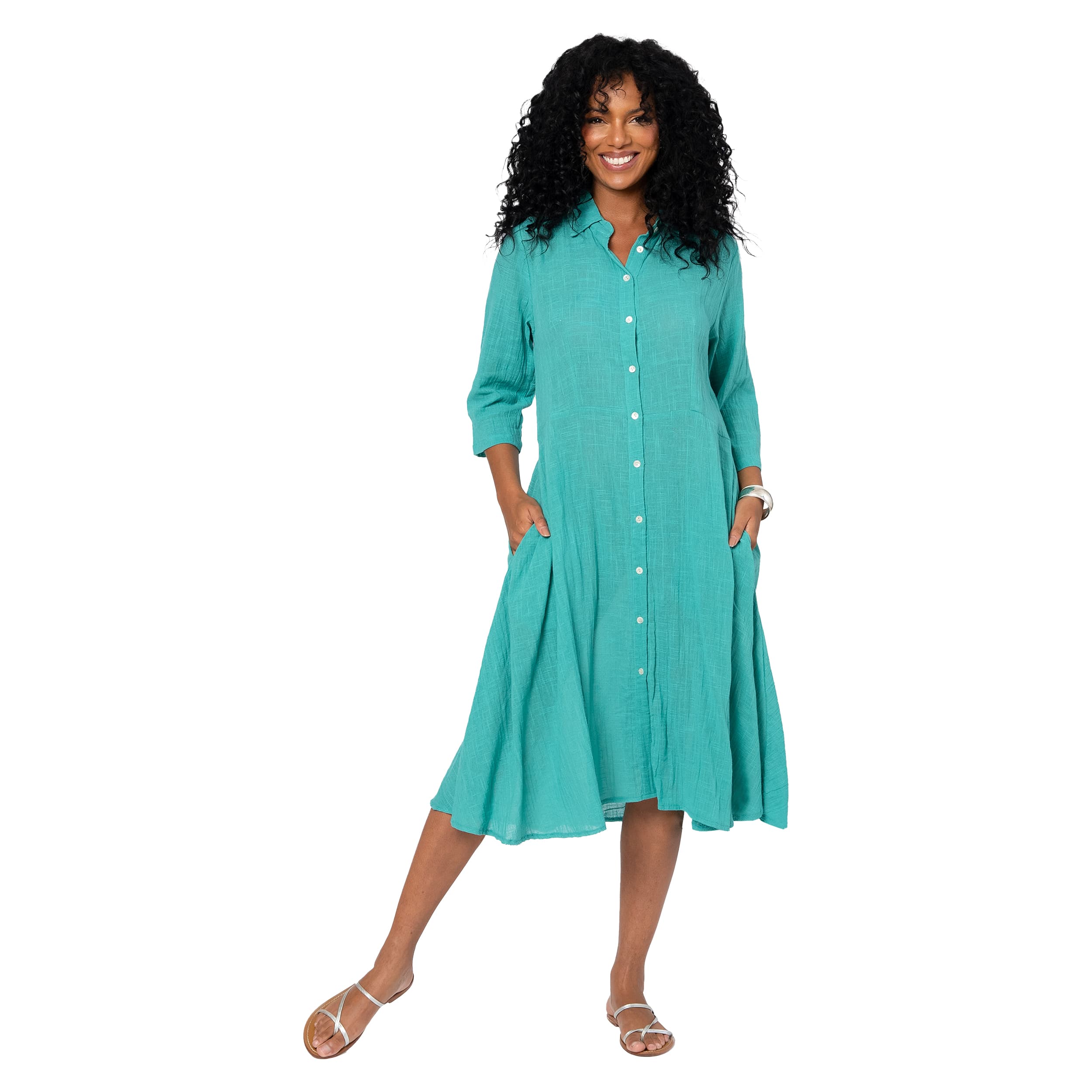 Robe été mi-longue manches 3/4 Ralphina - 100% coton - Akoustik Online