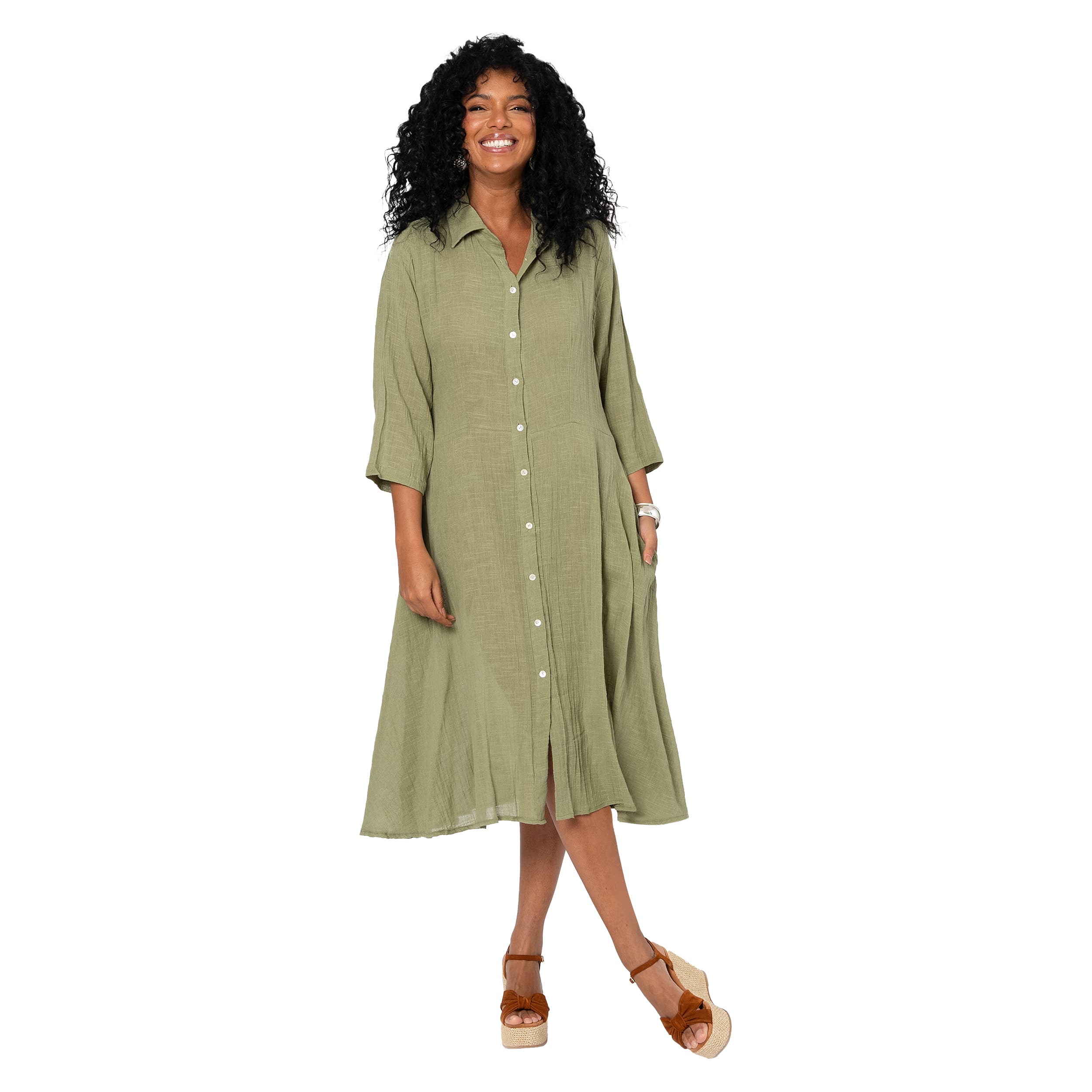 Robe été mi-longue manches 3/4 Jafar - 100% coton - Akoustik Online