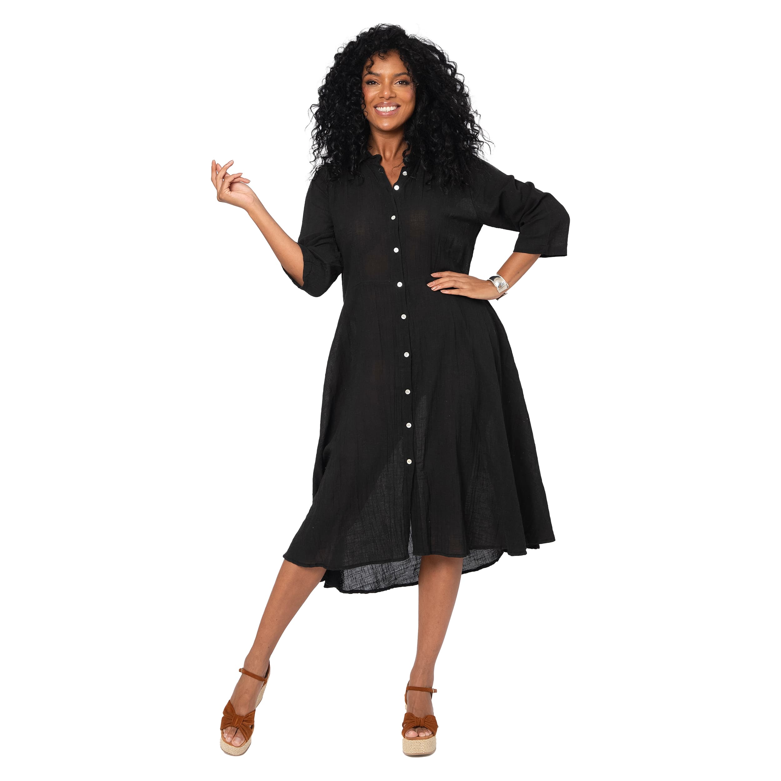 Robe été mi-longue manches 3/4 Karoliina - noir - Akoustik Online