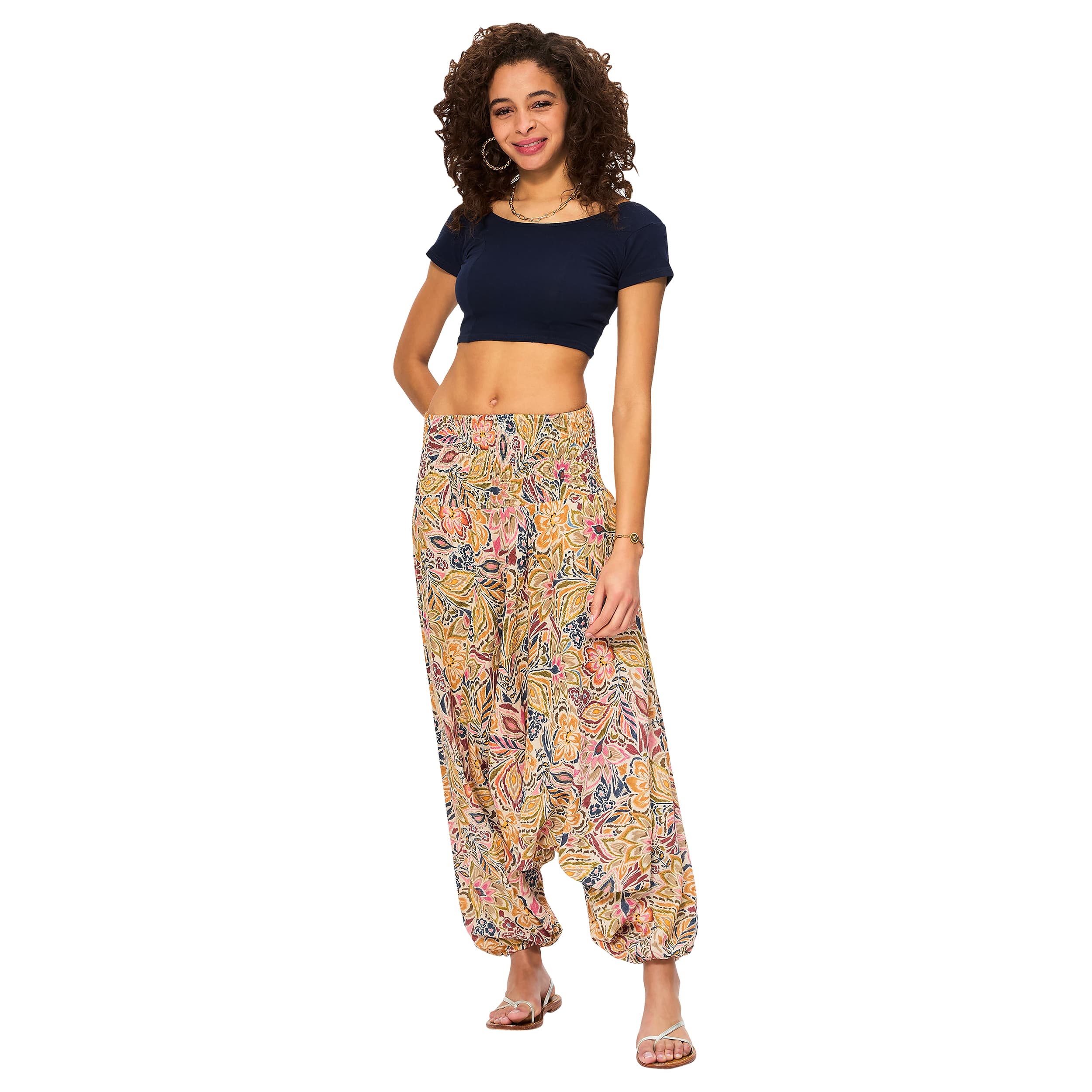 Sarouel été Salima - 100% coton - bleu, blanc - Akoustik Online