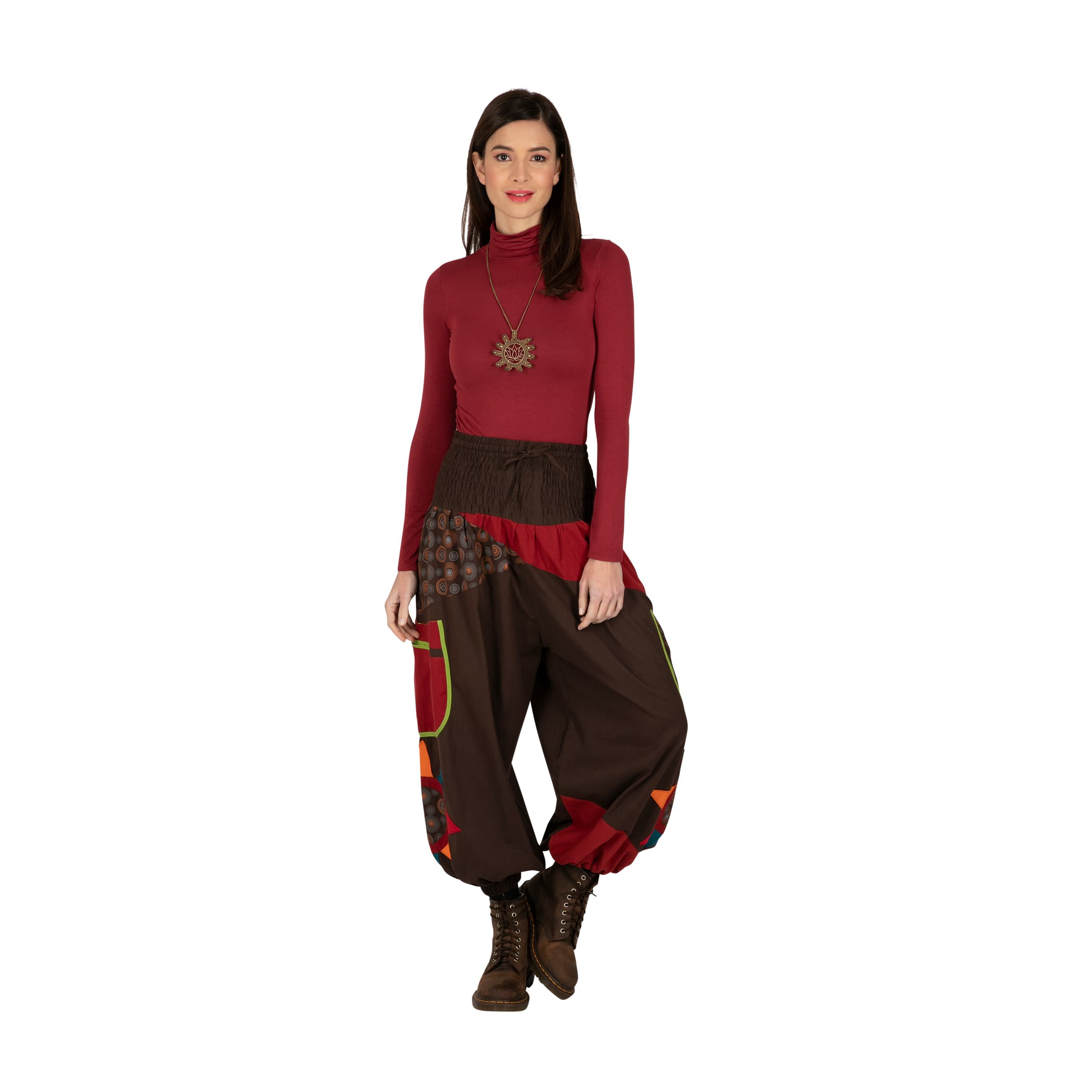 Pantalon hiver Wei - 100% coton - marron, rouge - Akoustik Online
