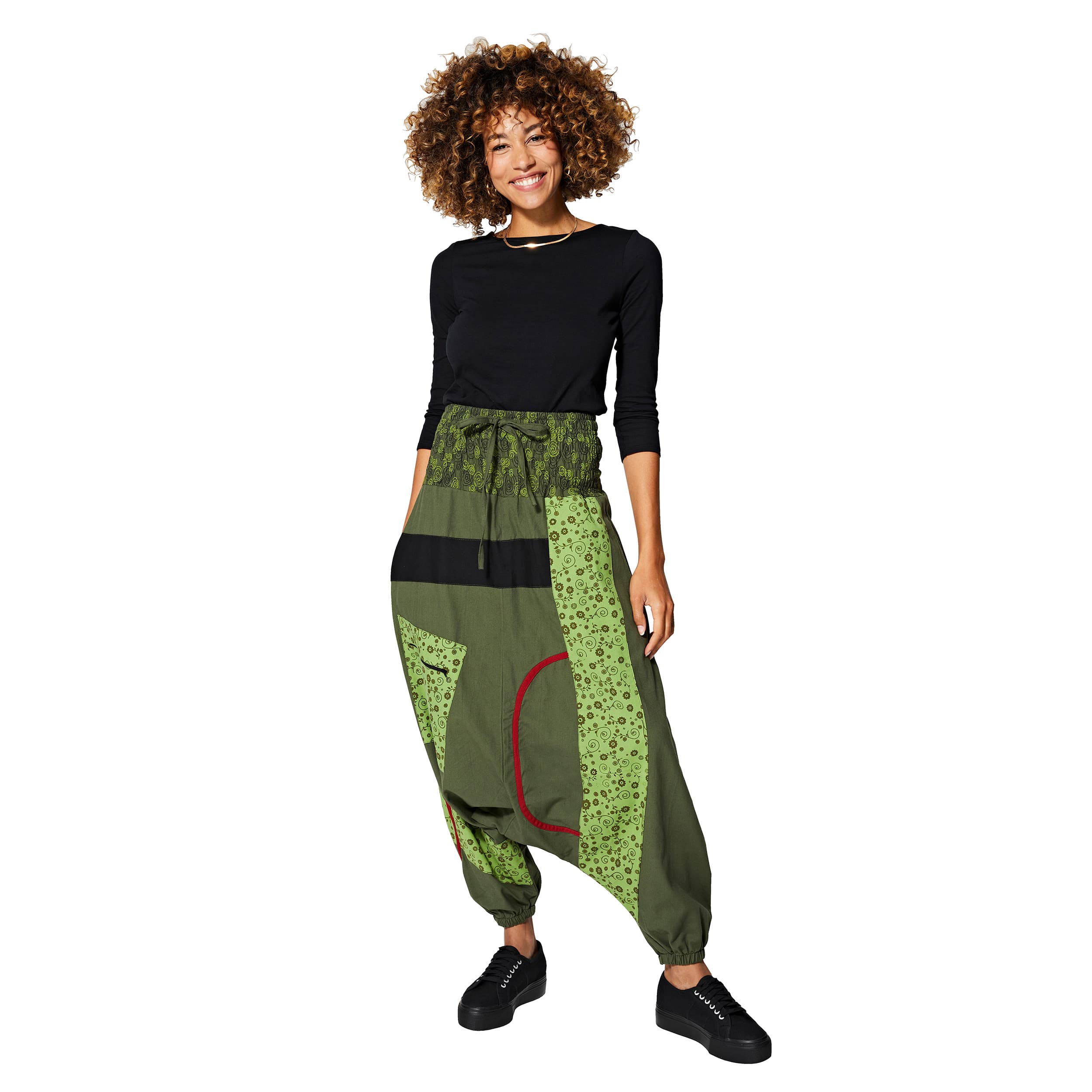 Sarouel hiver Nona - 100% coton - kaki, vert - Akoustik Online