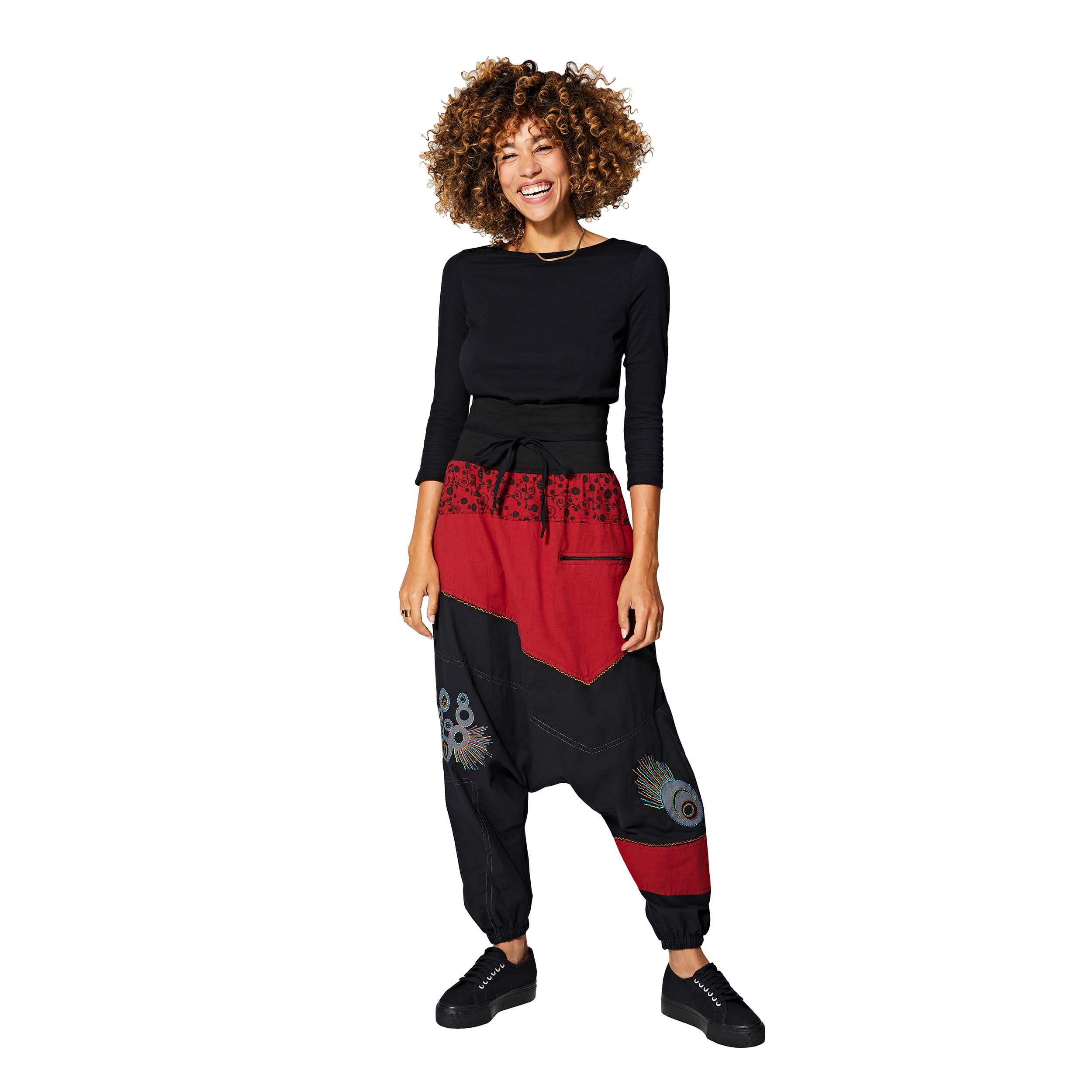 Sarouel hiver Oliver - 100% coton - noir, rouge - Akoustik Online