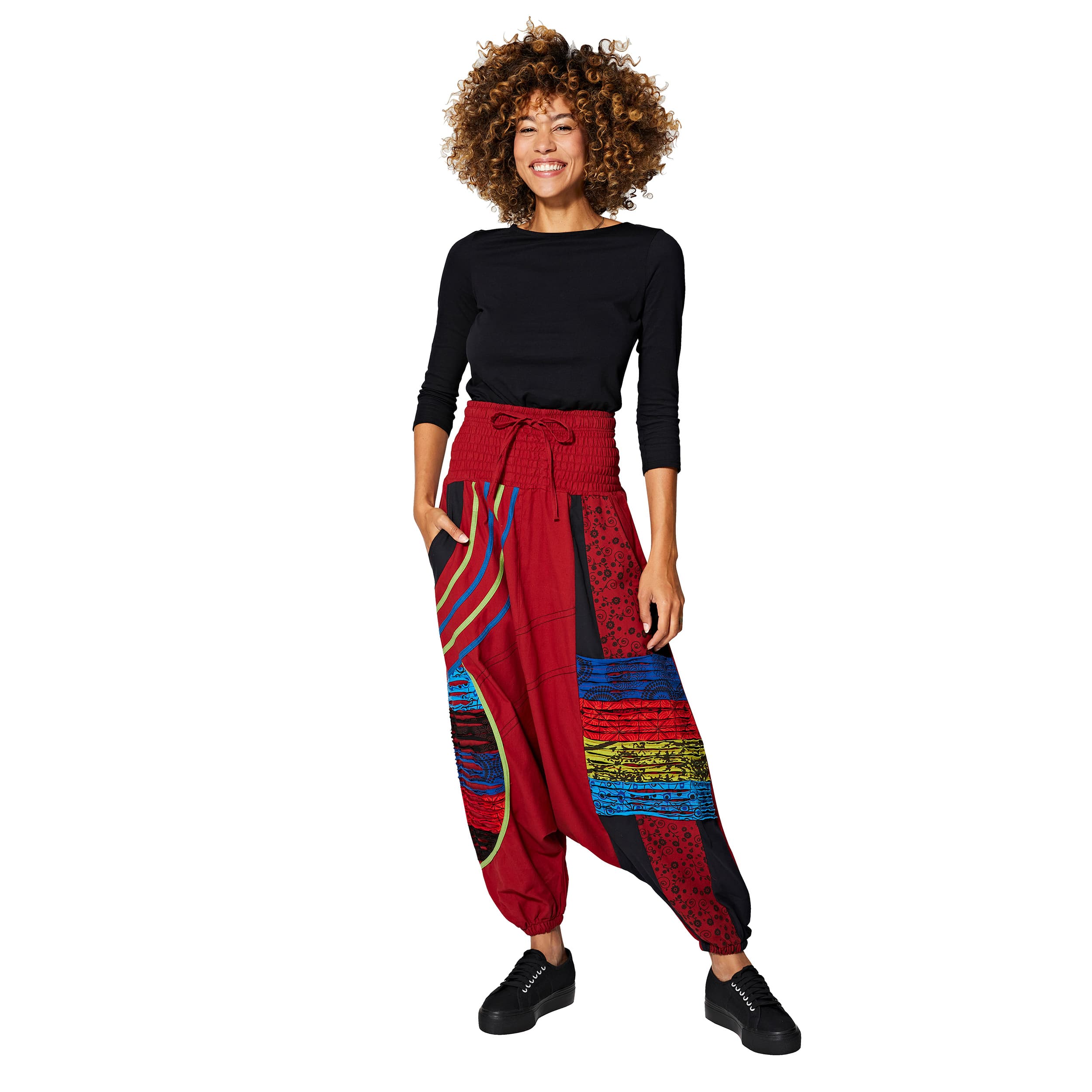 Sarouel hiver Kasi - 100% coton - rouge, multicolore - Akoustik Online