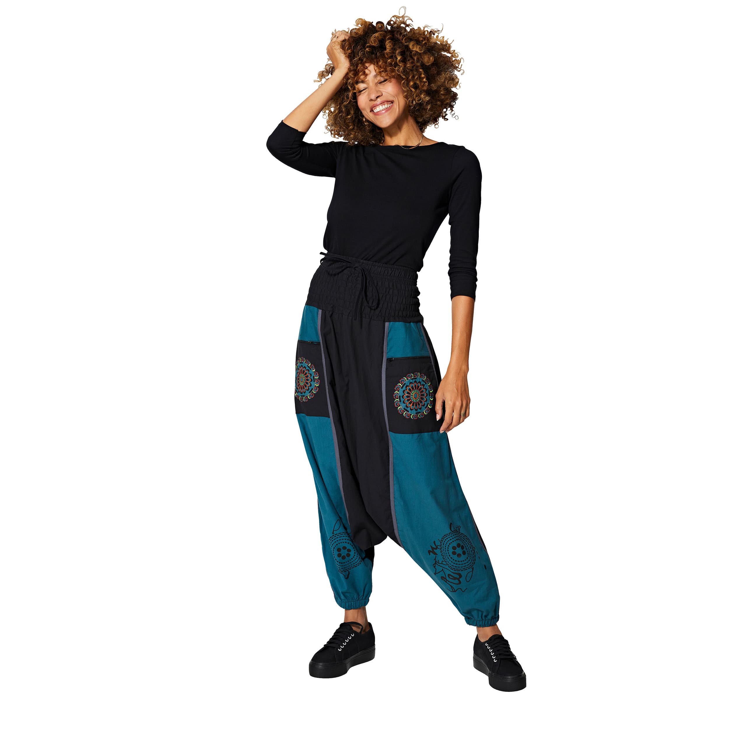 Sarouel hiver Simin - 100% coton - noir, bleu - Akoustik Online