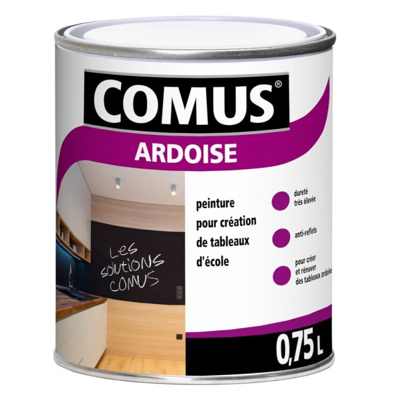 Comus Ardoise Noir 750 ml - peinture pour tableaux d’école et tables de ping-pong