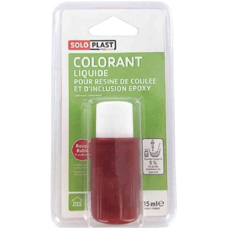 Soloplast Colorant Rouge Rubis Transparent Pour Résine Epoxy 15 ML