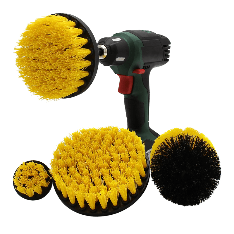 Brosse de nettoyage drill brush basic lot de 4 - basic jaune