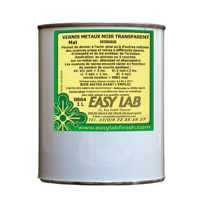 Easylab protec rouille vernis métaux noir transparent mat – 0864 1 litre
