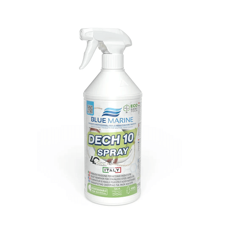 Blue Marine DECH-10 Spray 750 ml – Éliminateur de rouille pour inox & VTR