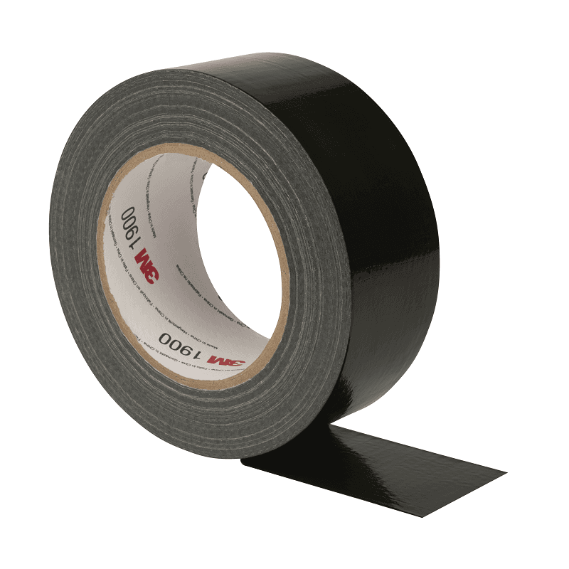3M 1900 – Ruban adhésif toilé noir 50 mm x 50 m, Duct Tape polyvalent