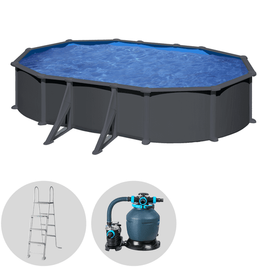 Gre Anthracite Ovale 610x375x132cm - Piscine hors-sol en acier