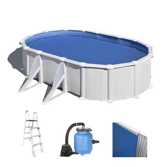 Gre Atlantis Ovale 610x375x120cm - Piscine hors-sol en acier - Filtre Aqualoon