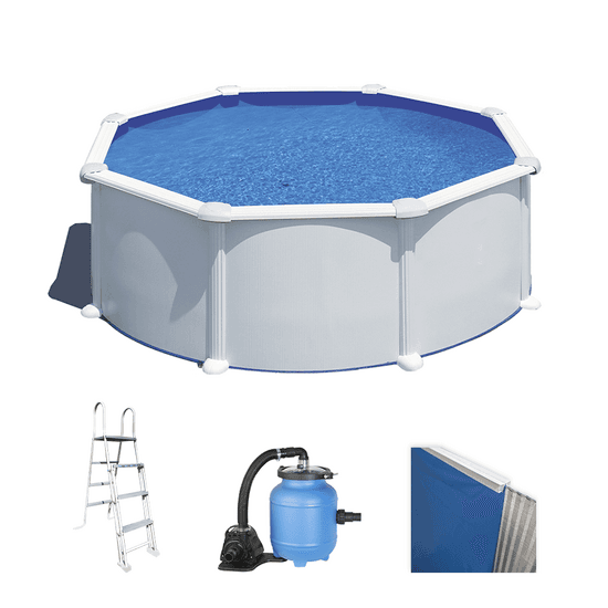Gre Atlantis Ronde Ø350 x 120cm - Piscine hors-sol en acier - Filtre Aqualoon