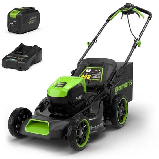 Greenworks GD48LM46SPIIK4 - Tondeuse à gazon autotractée à batterie - 48V/4Ah - Coupe 46 cm