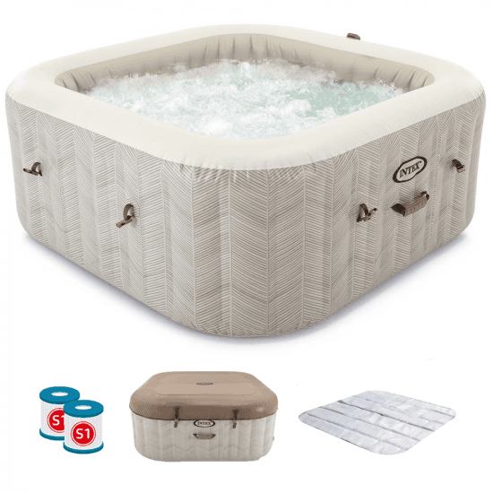 Intex Carrée Chevron Deluxe 28446EX - Ø173x71 cm - Piscine hydromassage spa