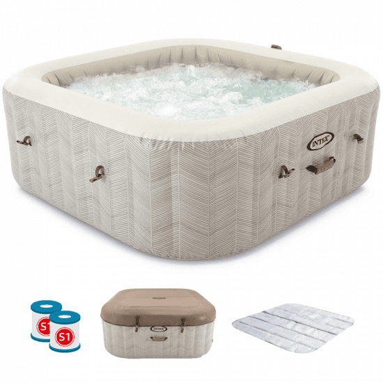 Intex carrée Chevron Deluxe 28472EX - Ø193x71 cm - Piscine hydromassage spa