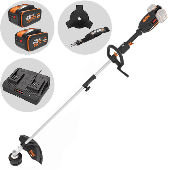 Worx NITRO WG186E - Débroussailleuse multifonction à batterie - 2x20V/4Ah