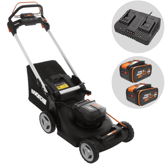 Worx Nitro WG749E - Tondeuse à gazon tractée à batterie - 2x20V/4Ah - coupe de 46 cm